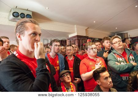 LIVERPOOL, UK - MAY 11th 2014: Liverpool Football Club supporters outside Anfield for the final title race match of the season against Newcastle
