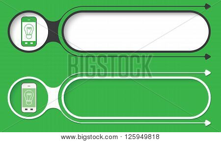 Two abstract buttons with arrows and smart phone