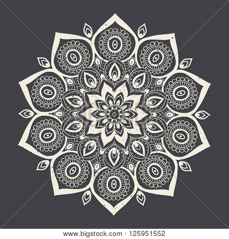 Ornament invitation card with mandala. Geometric circle element made in vector. Mandala for decoration holiday cards, background and sites. Kaleidoscope, medallion, yoga, India, arabic