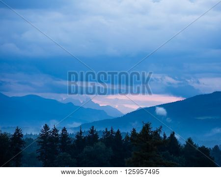 sunset in the mountains with glowing horizon
** Note: Visible grain at 100%, best at smaller sizes
