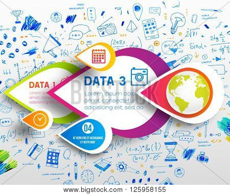 Hand Drawn Style Business Design. Pencil Sketch. Set of application development, web site coding, information and mobile technologies vector icons and elements. Modern collection. Steps and Options.