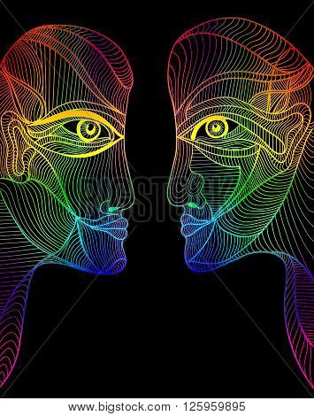 Abstract graphic design rainbow faces. Gay rights and gay marriage design element. Can use for posters cards stickers invitations t-shirt art.