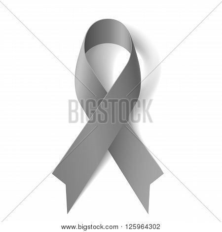 Grey ribbon as symbol of borderline personality disorder diabetes asthma and brain cancer awareness