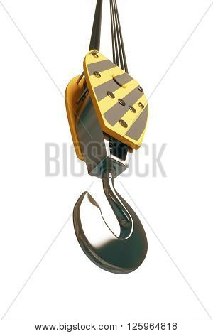 Crane hook isolated on white background. 3D Rendering