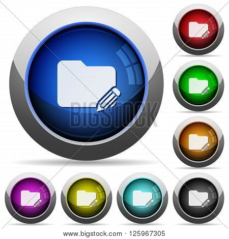 Set of round glossy folder edit buttons. Arranged layer structure.