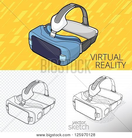 Vector drawing of VR Virtual 3d reality goggles