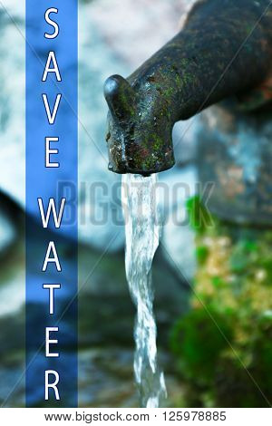 Water fountain in park. Save water concept