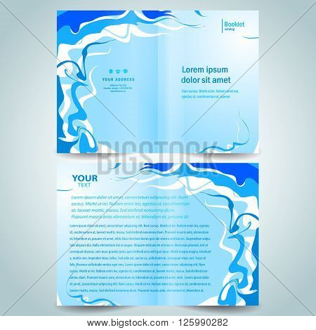 brochure design template booklet abstrast curves blue color
