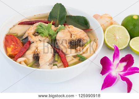 Tom Yum striped snakehead fish, Thai Food