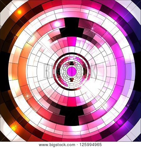Abstract geometric disco glowing of background. illustration.