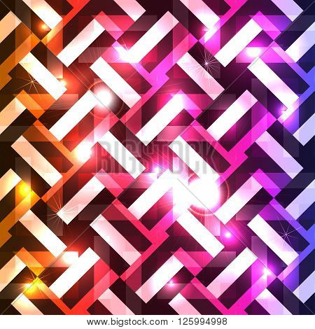 Abstract geometric disco glowing of background. illustration.
