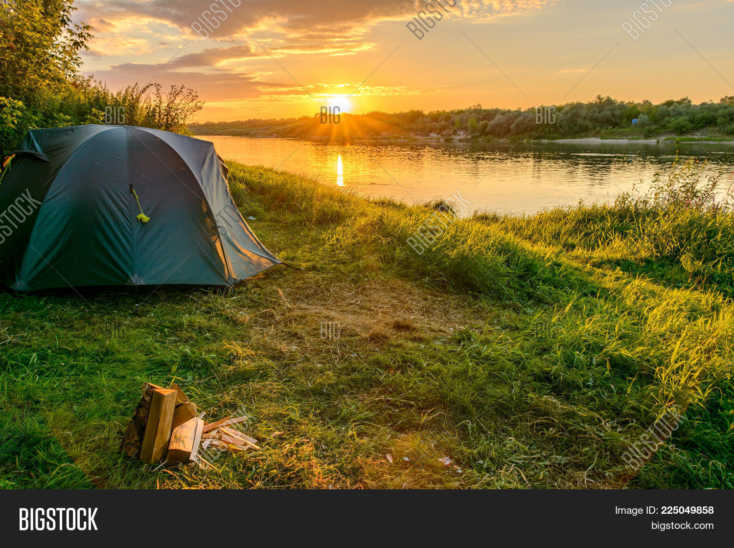 camping tent in a camping powerpoint template camping tent in a camping powerpoint template