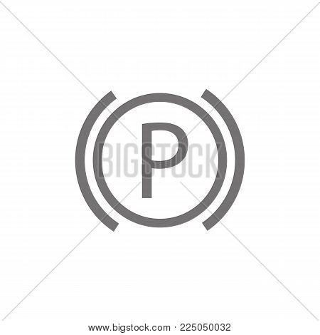 sign on the car dashboard parking icon on white background