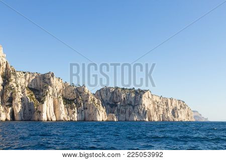 Beautiful Nature Of Calanques On The Azure Coast Of France. Calanques National Park Near Marseille. 