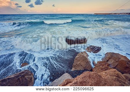 The magic of a beautiful sunset . Cyprus is an island country in the Eastern Mediterranean Sea. Cyprus is the third largest and third most populous island.