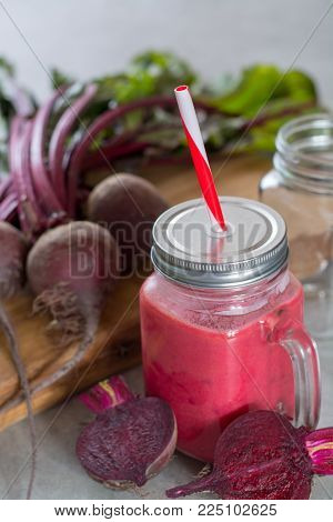 Healthy Dietary Detox Food, Fresh Smoothie Frim Young Red Beets