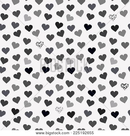 Seamless Background Pattern With Grey Hearts