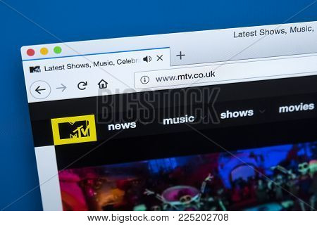 London, Uk - January 4th 2018: The Homepage Of The Official Website For Mtv - The American Cable And