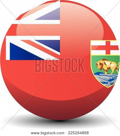 Manitoba national circle button flag background texture. Vector illustration.