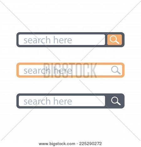 Search bar set with texyt here and magnifyer.
