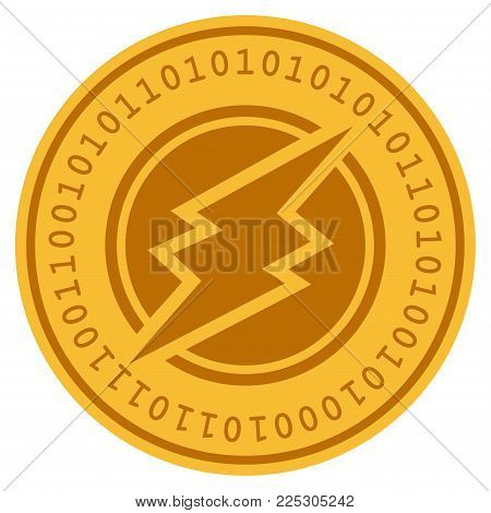Electroneum golden digital coin icon. Vector style is a gold yellow flat coin cryptocurrency symbol.