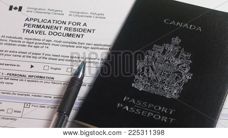 Application for a Permanent resident travel document form and Canadian passport
