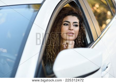Smiling Arab Girl In Casual Clothes In The Street.