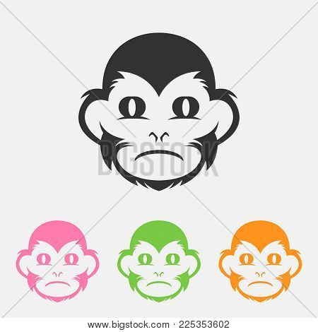 Monkey icon isolated on background. Monkey vector logo. Flat design style. Modern vector pictogram for web graphics, set color - stock vector,eps 8,eps 10