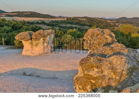 Rock Formation Stone Mushrooms Near Beli Plast Village, Kardzhali Region, Bulgaria