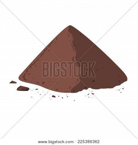 Pile of Cocoa Powder. Cacao isolated on white background. Vector illustration, flat design