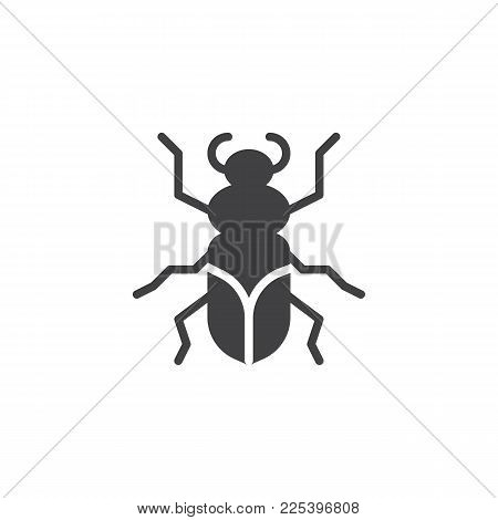 Ground Beetle Insect Icon Vector, Filled Flat Sign, Solid Pictogram Isolated On White. Symbol, Logo 