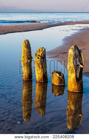 Baltic Sea Coast In The Evening In Kuehlungsborn, Germany.