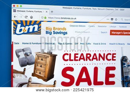 London, Uk - January 8th 2018: The Homepage Of The Official Website For B&m Bargains - The Uk Retail