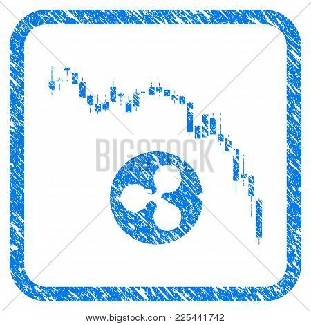 Candlestick Chart Ripple Fall Rubber Seal Stamp Imitation. Icon Vector Symbol With Grunge Design And