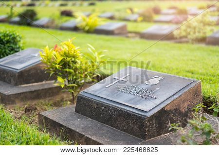 Kanchanaburi, Thailand, January 21, 2018 : Don Rak War Cemetery Of Prison Of War,in Kanchanaburi War