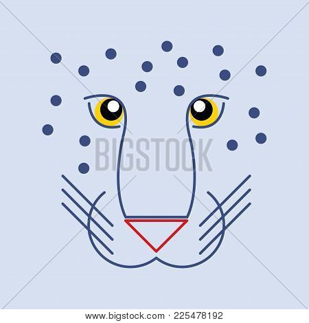 Geometric Image Of A Lion. Colored Line Art.