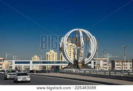 Ashgabat, Turkmenistan, January 25, 2017:  Modern Architecture Of Ashgabat. One Of The Streets Of As