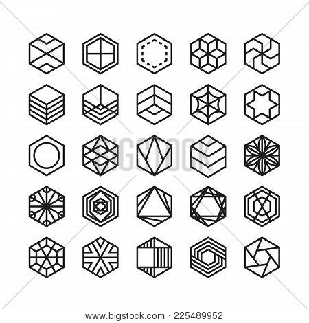 Hexagon Geometric Vector Icon , Ornament Design Set