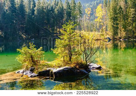 Wonderful Autumn Of Hintersee Lake Germany