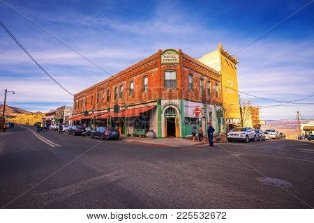 Jerome, Arizona, Usa - January 1, 2018 : Historic Connor Hotel On The Main Street Of Jerome Located 