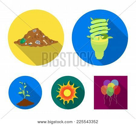 An Ecological Lamp, The Sun, A Garbage Dump, A Sprout From The Earth.bio And Ecology Set Collection 