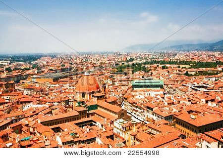 Ilmakuva Firenzen kattojen. Italia
