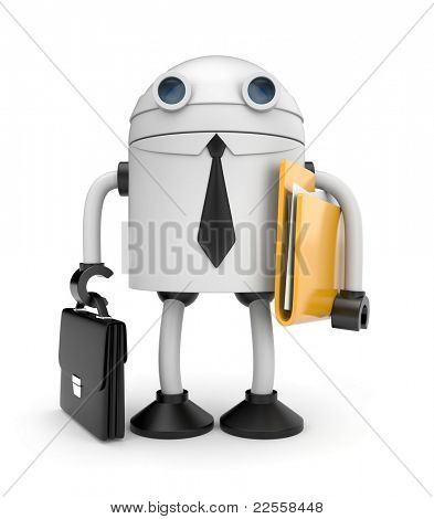 Robot businessman with folder