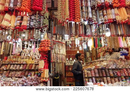 Haridwar, India - November, 6th, 2017. Local Market Near The Har Ki Pauri In Haridwar.