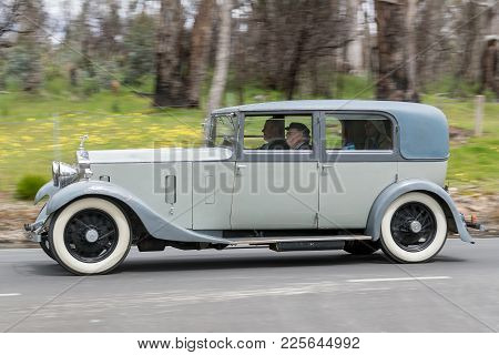 Adelaide, Australia - September 25, 2016: Vintage 1932 Rolls Royce 20/25 Sedan Driving On Country Ro