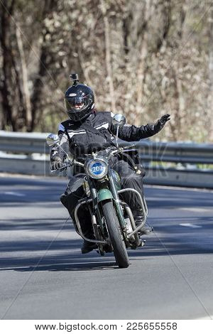 Adelaide, Australia - September 25, 2016: Vintage 1954 Bsa Shooting Star Motorcycle On Country Roads