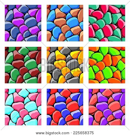 Set Of Pattern For Game Background, Vector Stone And Wall Background Textures Collection
For Creatin