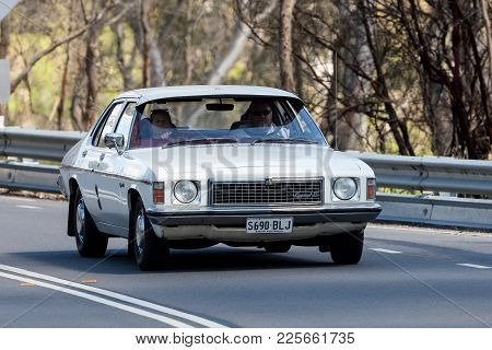 Adelaide, Australia - September 25, 2016: Vintage Holden Kingswood Sl Driving On Country Roads Near 