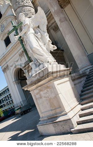 Angel statue near Charles's,Church ,Vienna