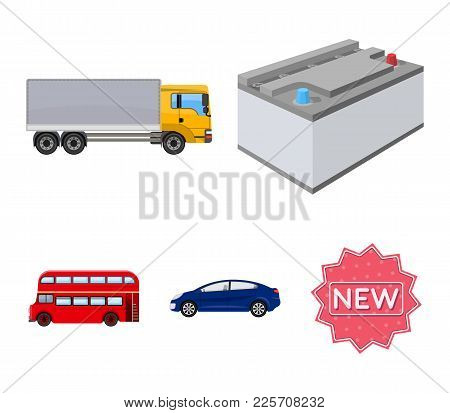 Battery And Transport Cartoon Icons In Set Collection For Design.car Maintenance Station Vector Symb